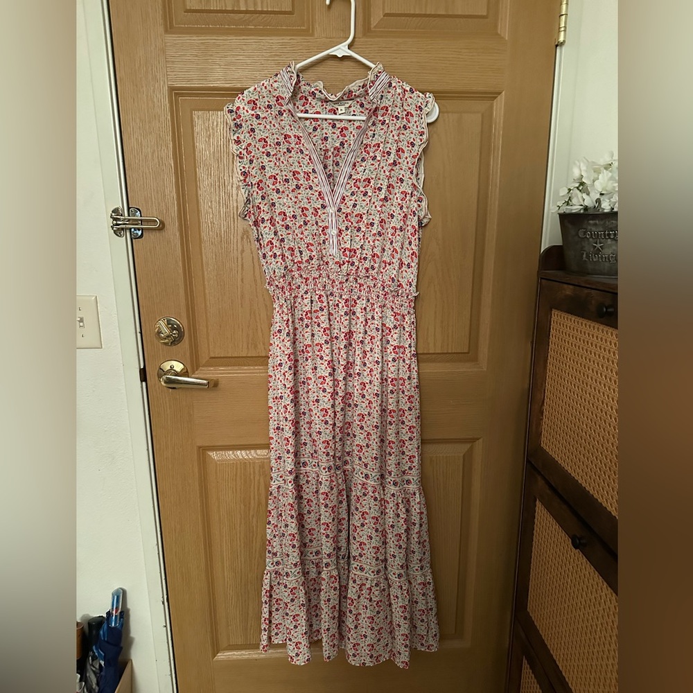 Max Studio Red and White Floral Maxi Dress